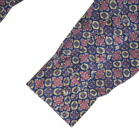Vintage Knights of Round Table Blue & Red Geometric Long Sleeve Button Up Sz XL - Picture 4 of 8